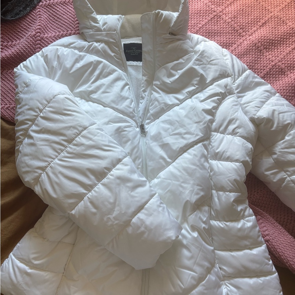 Faded Glory White Quilted Women's Puffer Jacket